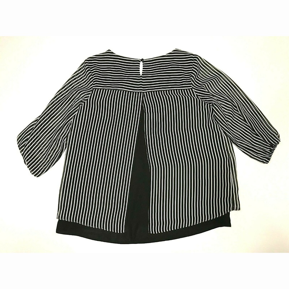 SOLD AB Studio XL 3/4 Sleeve Stripe Blouse EUC - Picture 2 of 6